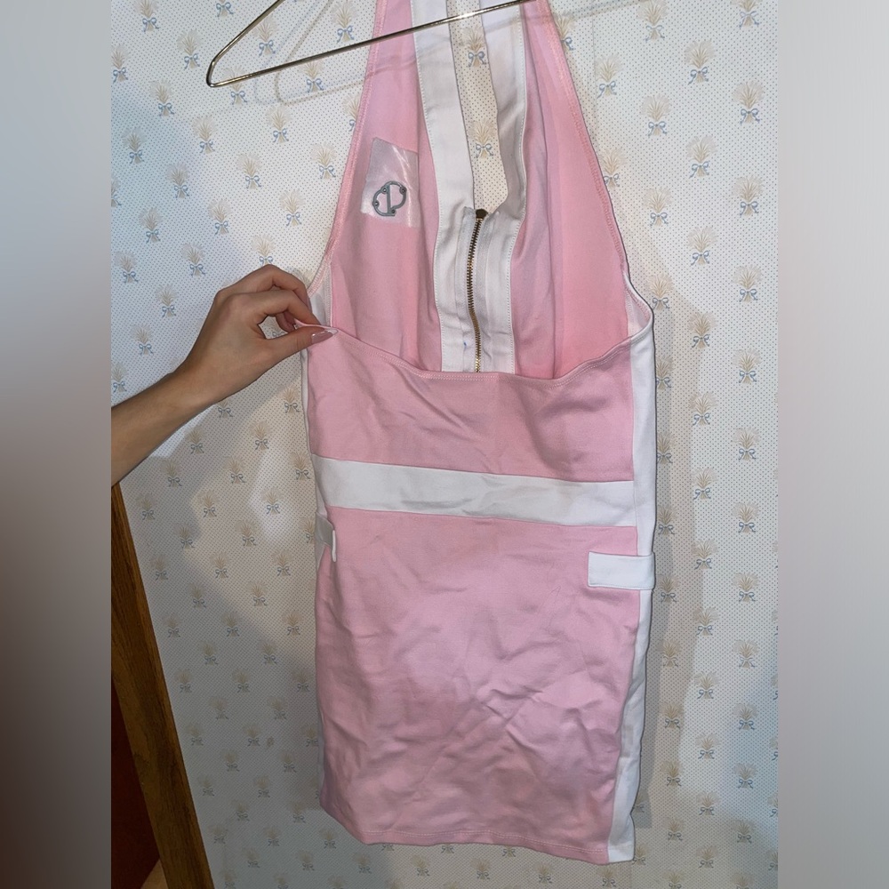 O Dolls Collection Halterneck Mini Panelled Dress in Pink - Picture 5 of 13